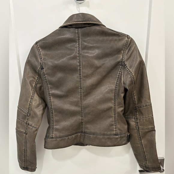 Stradivarius Vintage Style Vegan Leather Moto Jacket Size XS - Picture 9 of 12
